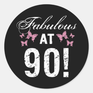 Fabulous 90th Birthday  Classic Round Sticker