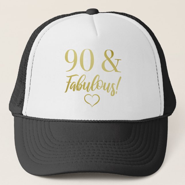 Fabulous 90th Birthday (Gold) Trucker Hat (Front)