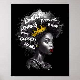 Fabulous Afro Black Woman With Empowering Words An Poster