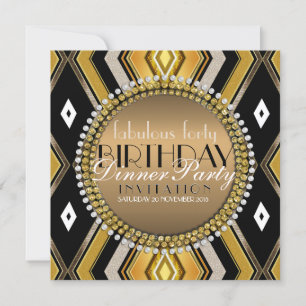 Fabulous Art Deco Birthday Dinner Party Invitation