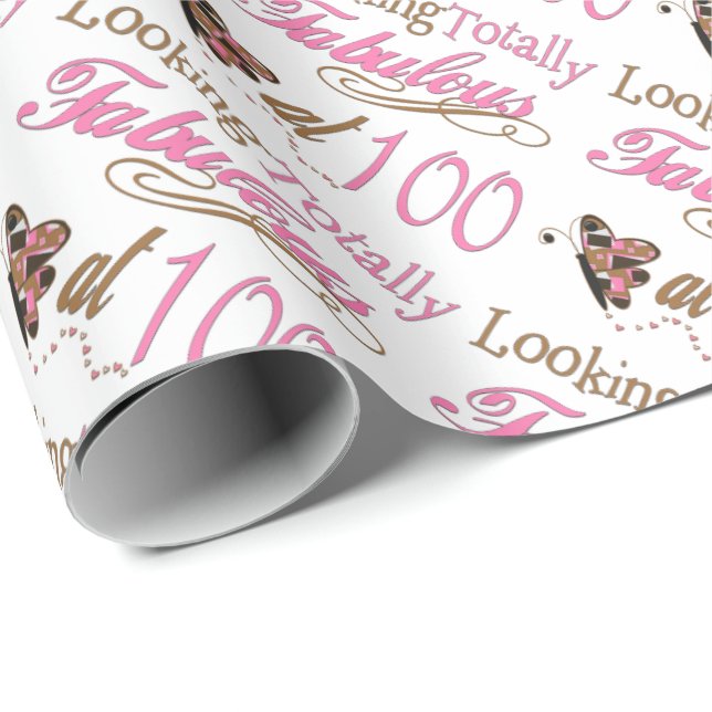 Fabulous at 100 Years Old Wrapping Paper (Roll Corner)