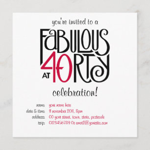 Fabulous at 40 red invitation