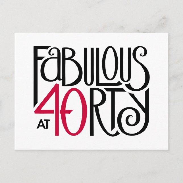 Fabulous at 40 red postcard (Front)