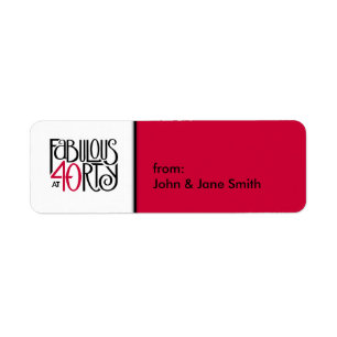 Fabulous at 40 red return address label