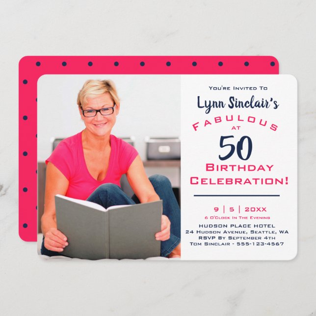 Fabulous At 50 Birthday Celebration Invitation (Front/Back)