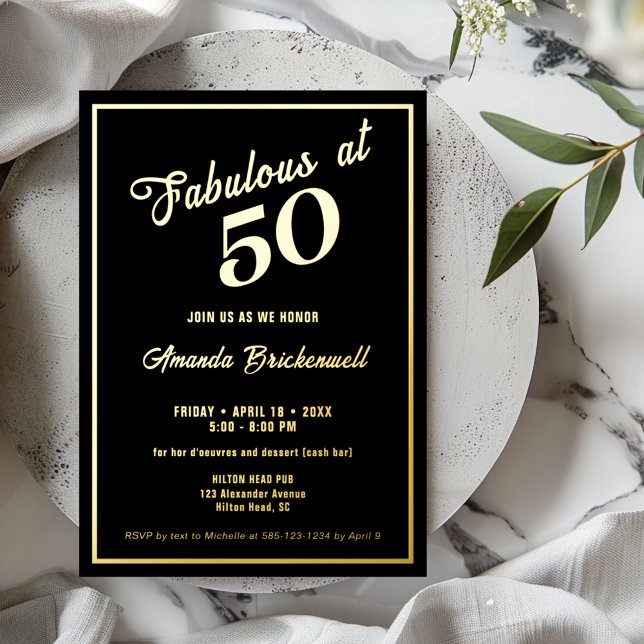 Fabulous at 50 Birthday Foil Invitation (Creator Uploaded)