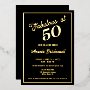 Fabulous at 50 Birthday Foil Invitation
