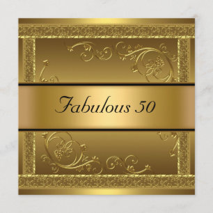 Fabulous at 50 Birthday Party Gold Invitation