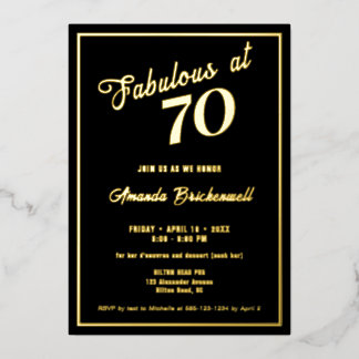 Fabulous at 70 Birthday Foil Invitation