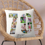 Fabulous at 70 Photo Collage 70th Birthday Custom Cushion<br><div class="desc">Personalised 70th Birthday Gift. This custom decorative pillow has a neat photo collage shaped into a number 70 with dark grey typography. The wording reads "Fabulous @" along with your custom name and birth date (all of which you can edit or leave blank). The template is set up ready for...</div>