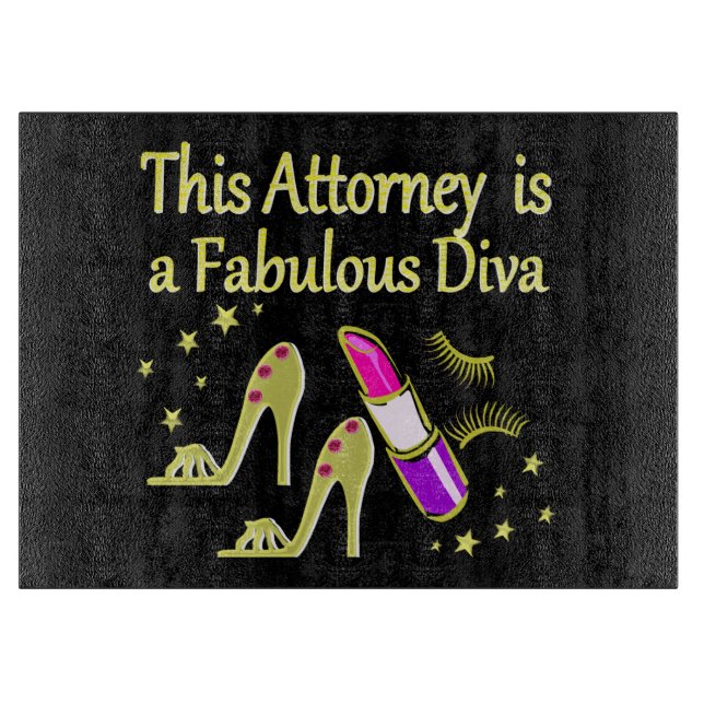 FABULOUS ATTORNEY DIVA DESIGN CUTTING BOARD (Front)