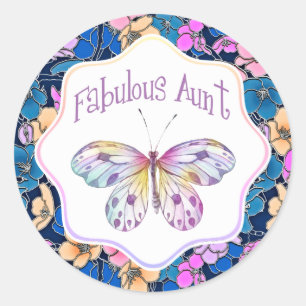 Fabulous Aunt Butterfly Gift Ideas Classic Round Sticker
