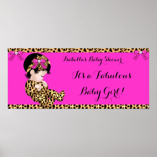 Fabulous Baby Shower Baby Cute Girl Leopard Pink 2 Poster (Front)