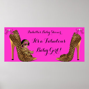 Fabulous Baby Shower Baby Cute Girl Leopard Shoe Poster