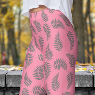 Fabulous Baker Pink Fern Pattern Leggings