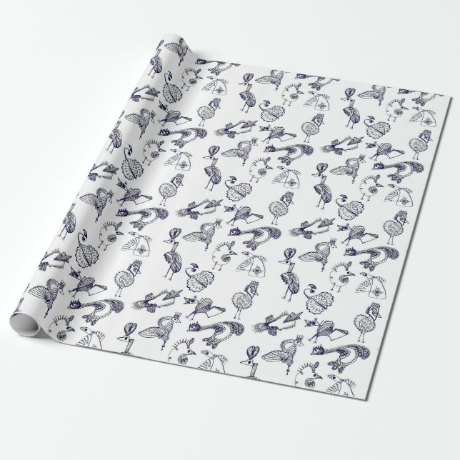 Fabulous birds wrapping paper (Unrolled)