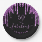 Fabulous birthday black purple glitter sparkle 50