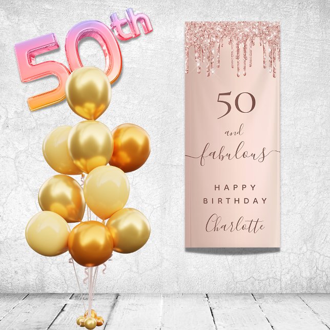 Fabulous birthday glitter rose gold pink welcome banner (Creator Uploaded)