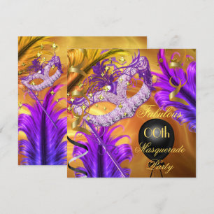 Fabulous Birthday Masquerade Party Purple Gold Invitation