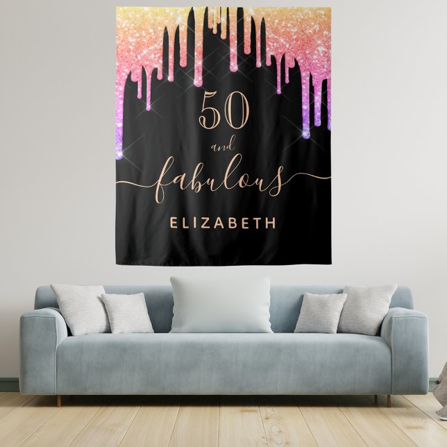 Fabulous birthday party glitter black sparkle tapestry (Creator Uploaded)