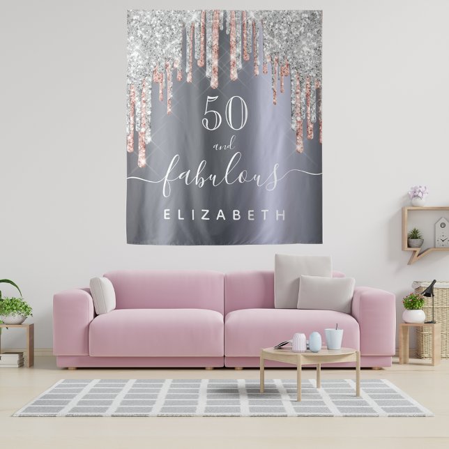Fabulous birthday party glitter silver rose gold tapestry (Creator Uploaded)