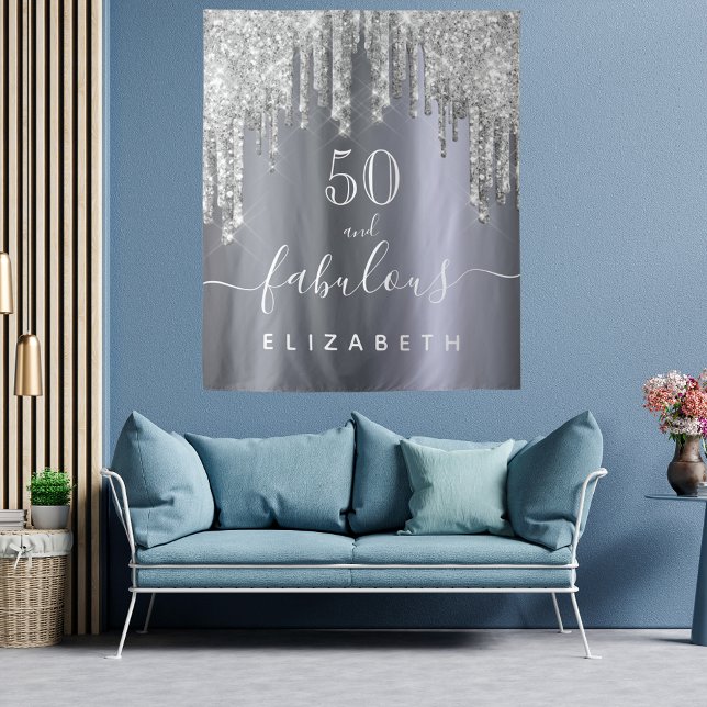 Fabulous birthday party glitter silver sparkle tapestry (Creator Uploaded)