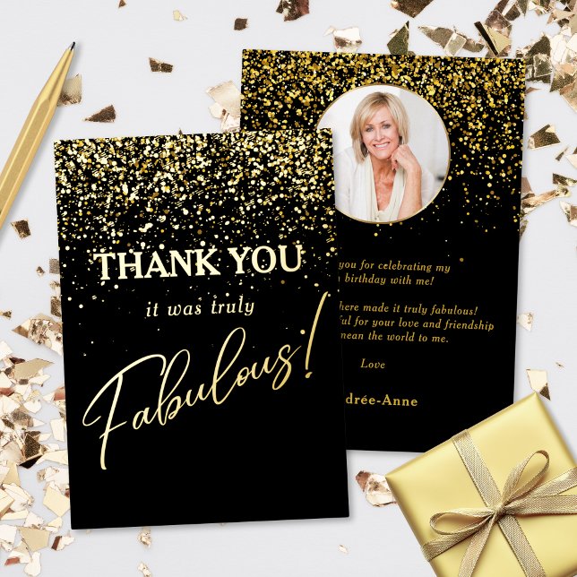 Fabulous Birthday Photo Thank You Gold Foil Card (Creator Uploaded)