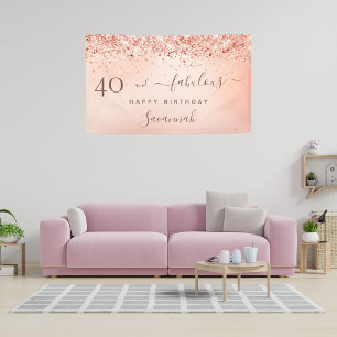 Fabulous birthday rose gold blush pink banner