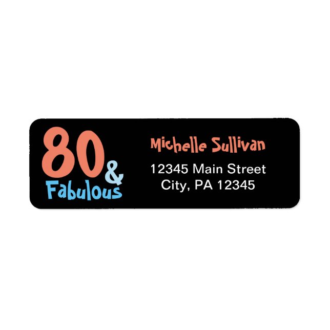 Fabulous Black Birthday Return Address Label (Front)