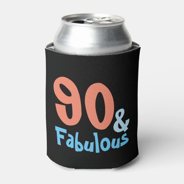 Fabulous Black Retro Birthday Can Cooler (Can Front)