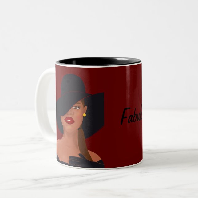 Fabulous Black Woman Two-Tone Coffee Mug (Front Left)