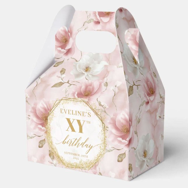 Fabulous Blush Pink Boho Gold Birthday Favour Boxe Box (Fabulous Blush Pink Boho Gold Birthday Favor Boxes)