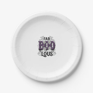 Fabulous Boo Halloween Vintage Ghost Shirt Design_ Paper Plate