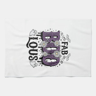 Fabulous Boo Halloween Vintage Ghost Shirt Design_ Tea Towel