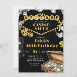 Fabulous Casino Night 40th 50th Adult Birthday Invitation