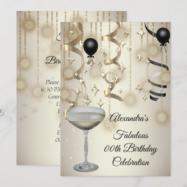 Fabulous Champagne Sepia Lights Party Save The Date (Front/Back)