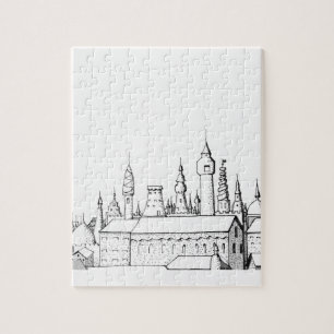 fabulous city . artwork . black and white jigsaw puzzle