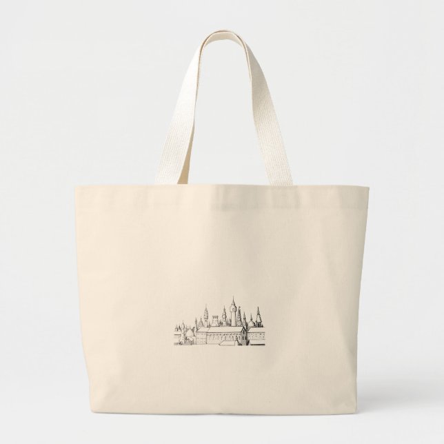 fabulous city . artwork . black and white large tote bag (Front)