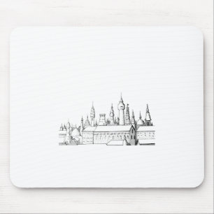 fabulous city . artwork . black and white mouse pad