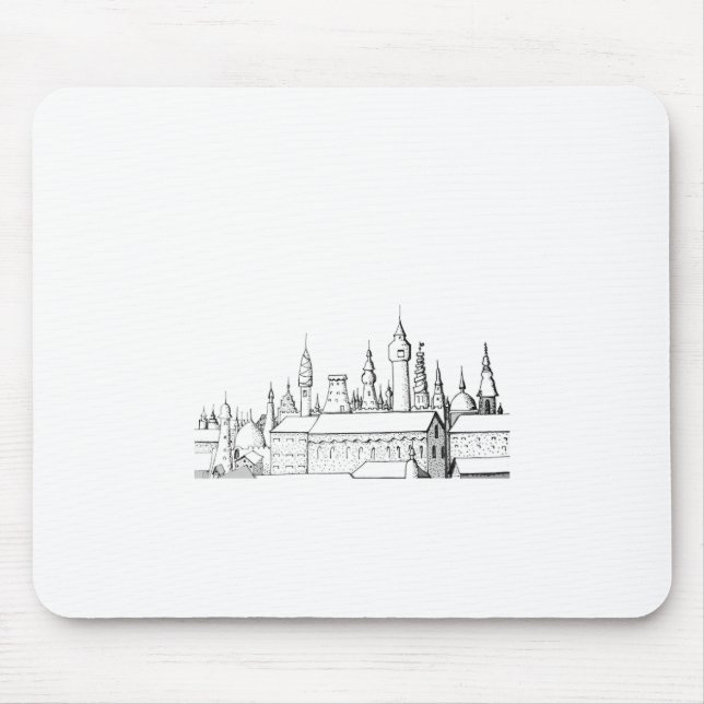 fabulous city . artwork . black and white mouse pad (Front)