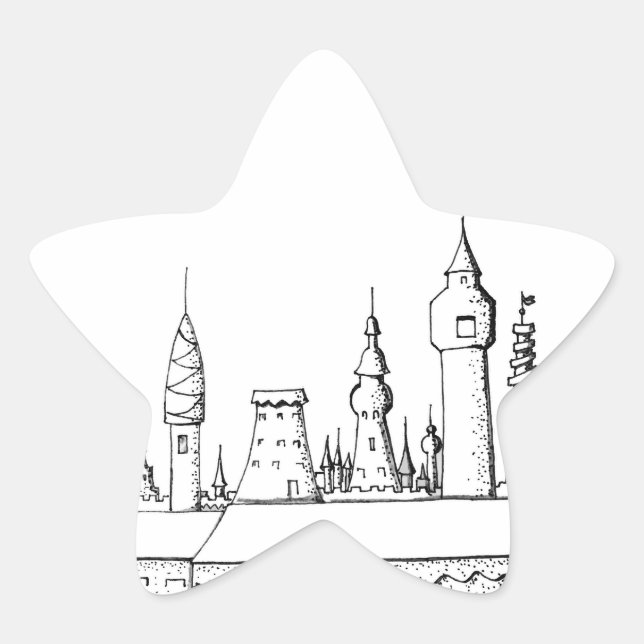 fabulous city . artwork . black and white star sticker (Front)