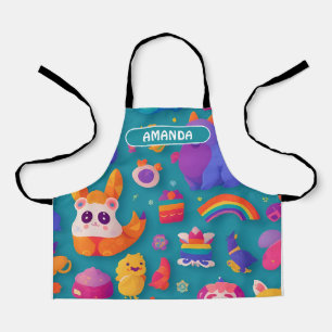 Fabulous Creatures Rainbow Personalised Pattern Apron