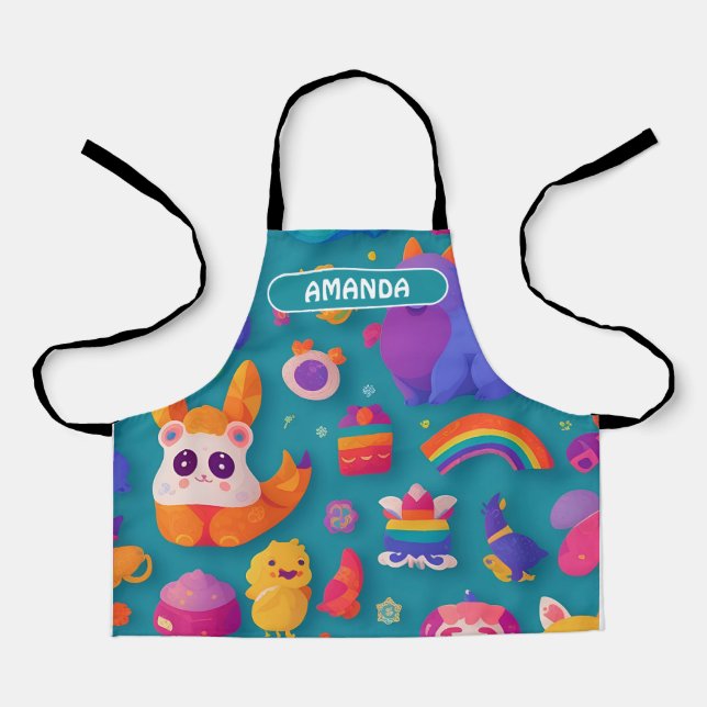 Fabulous Creatures Rainbow Personalised Pattern Apron (Front)
