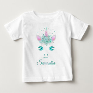 Fabulous Cute Unicorn Flowers Face 1 Baby T-Shirt
