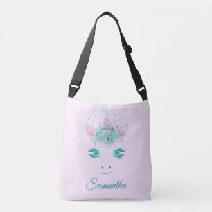 Fabulous Cute Unicorn Flowers Face 1 Crossbody Bag