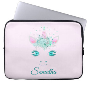 Fabulous Cute Unicorn Flowers Face 1 Laptop Sleeve