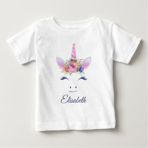 Fabulous Cute Unicorn Flowers Face 2 Baby T-Shirt
