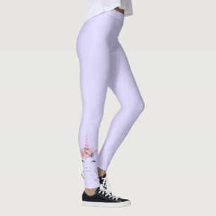 Fabulous Cute Unicorn Flowers Face 2 Leggings