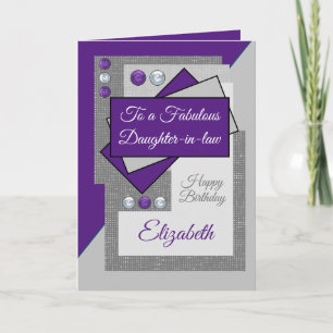Fabulous daughter in law birthday purple grey card