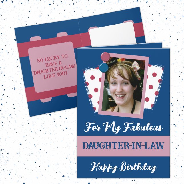Fabulous daughter in law photo name blue pink card (Creator Uploaded)
